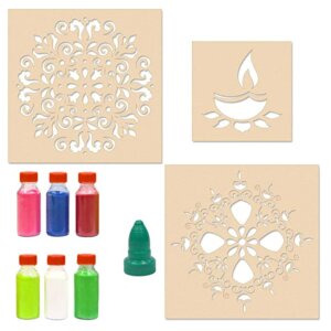 DIY Rangoli – 2 Wooden Stencils for Diwali and Diya St...