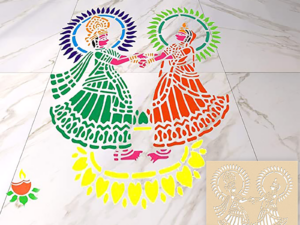 Diwali Rangoli Stencil for Floor Decoration – Radha Kr...