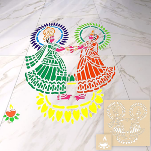 Diwali Rangoli Stencil for Floor Decoration – Radha Krishna