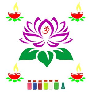 Combo of 2 Rangoli Stencils – Diya and Lotus Stencil f...