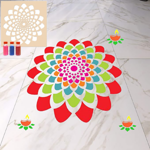 DIY Rangoli Stencils – MDF Stencil with Six Rangoli Co...