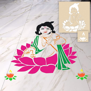 Krishan Rangoli Stencils Design for Floor Decoration with Di...