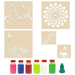 Rangoli Stencils Set of 5 for Floor Diwali Decoration with 6...