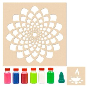 DIY Rangoli Stencils – MDF Stencil with Six Rangoli Co...