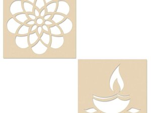 DIY Floral Rangoli Stencils Design with Diya