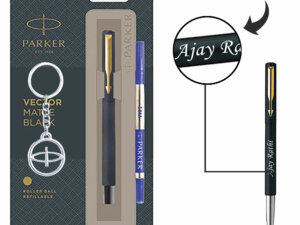 Personalized Wooden Pen Stand With Engraved Parker Pen