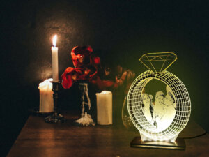 Personalized LED Ring Photo Frame with LED Light Stand