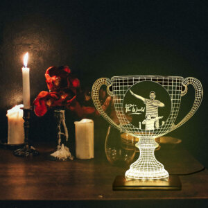 Personalized LED Photo Frame Trophy with Wood Light Stand