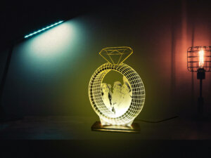 Personalized LED Ring Photo Frame with LED Light Stand