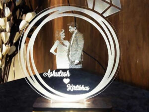 Personalized LED Illusion Lamp Diamond Ring with Wood Light ...