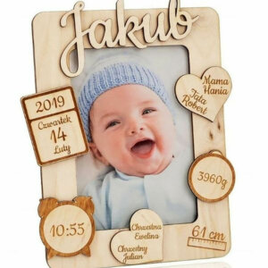 New Born Baby Gift – Personalized Wooden Photo Plaque