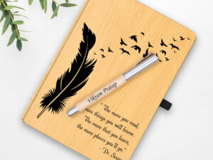 Personalized Wooden Diary & Pen – Gift Set for Pe...