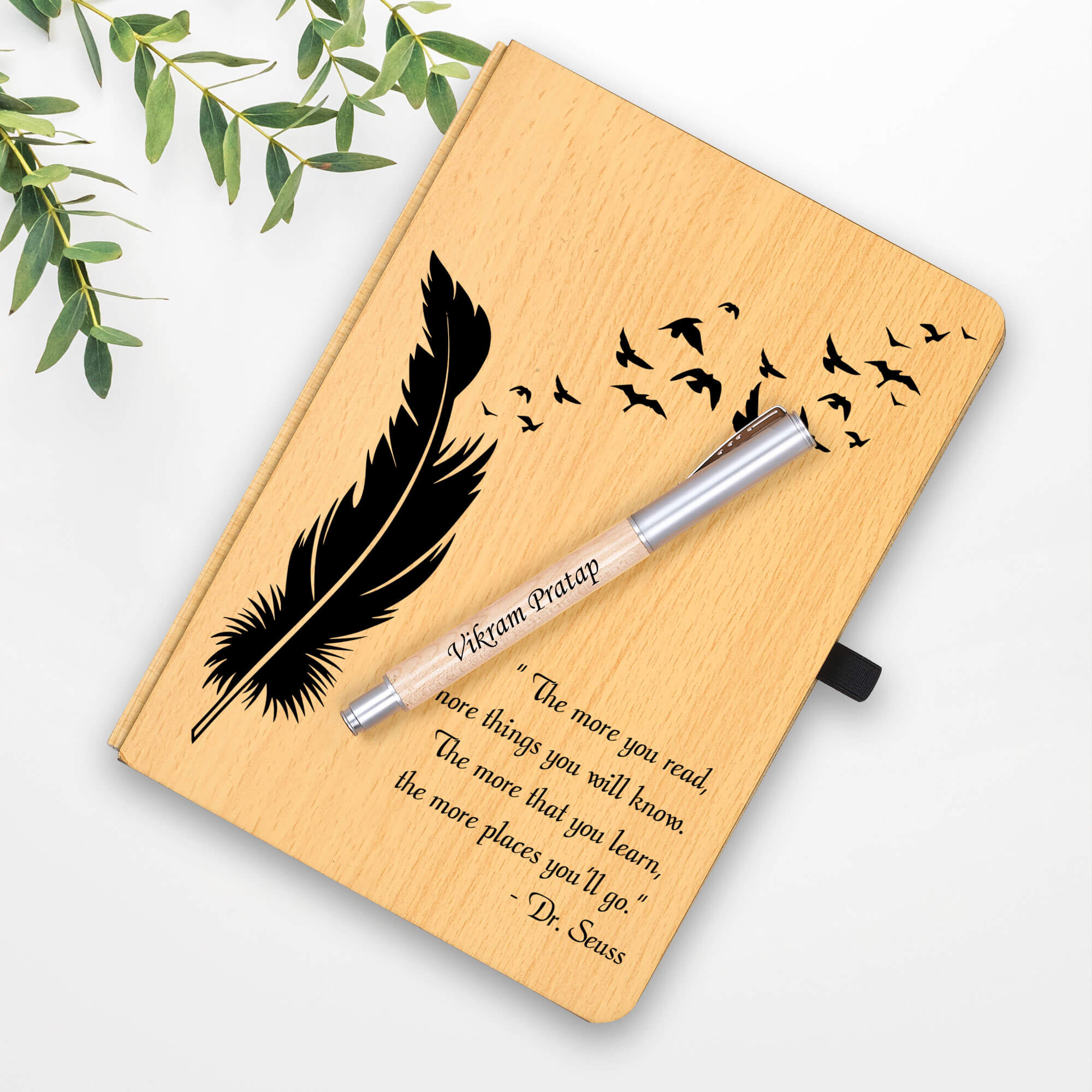 Personalized Wooden Diary & Pen