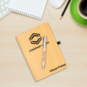 Personalized Wooden Diary & Pen – Gift Set for Personal & Office Use