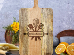 Vegetable Cutting Board – Engraved Mango Wood Solid Ch...
