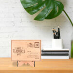 Gift For Teacher - Personalized Wooden Postcard With Wood Stand