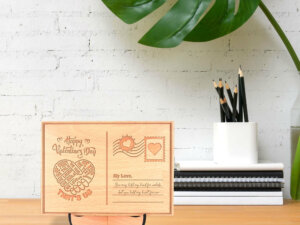Personalized Wooden Postcard For Valentines Day With Wood St...