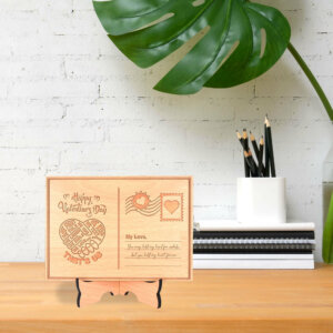 Personalized Wooden Postcard For Valentines Day With Wood St...