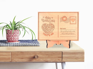 Personalized Wooden Postcard For Valentines Day With Wood St...