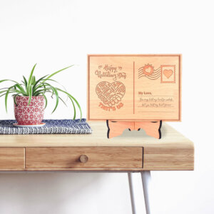 Personalized Wooden Postcard For Valentines Day With Wood St...