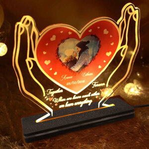 Personalized Illusion Hand Holding Heart Photo LED Lamp