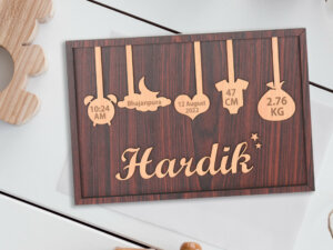 Personalized Wooden Name Frame For New Born Baby With Born D...