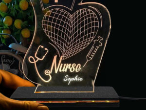 Personalized 3D Illusion LED Name Lamp Gift For Nurse and Do...