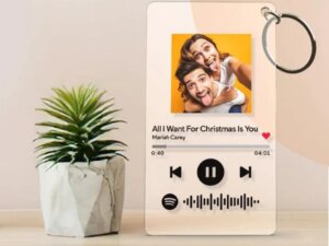 Customized Spotify Keychain With Photo and Scannable Song Co...