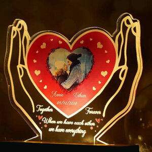 Personalized Illusion Hand Holding Heart Photo LED Lamp