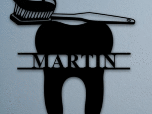 Personalized MDF Tooth Wall Emblem Gift For Dentist With Nam...
