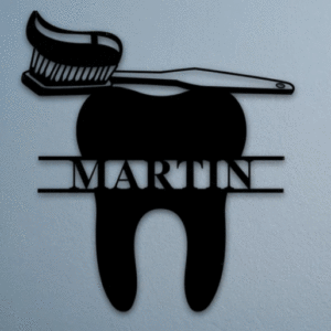 Personalized MDF Tooth Wall Emblem Gift For Dentist With Nam...