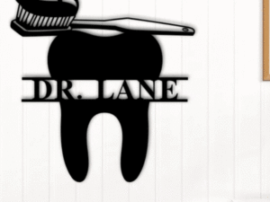 Personalized MDF Tooth Wall Emblem Gift For Dentist With Nam...