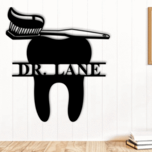 Personalized MDF Tooth Wall Emblem Gift For Dentist With Nam...