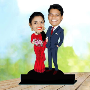 Customized Colorful Caricature With Cute Couple Photo