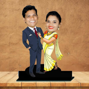 Customized Colorful Caricature With Cute Couple Photo