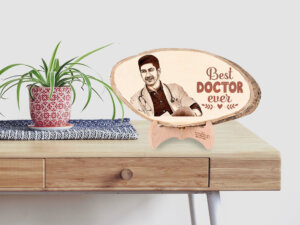 Personalized Engraved Natural Wooden Photo Plaque For Doctor