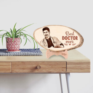 Personalized Engraved Natural Wooden Photo Plaque For Doctor