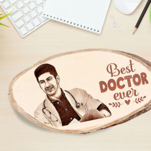 Personalized Engraved Natural Wooden Photo Plaque For Doctor