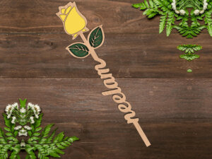 Personalized Gift For Valentine – Wooden Name Rose