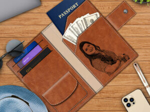 Personalized Tan Passport Holder For Man And Woman With 7 Co...