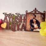 Personalized Wooden Table Top Couple Photo Frame With Name