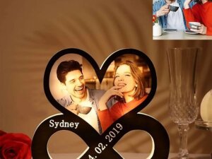 Personalized Infinity Sign Heart with Photo And Name