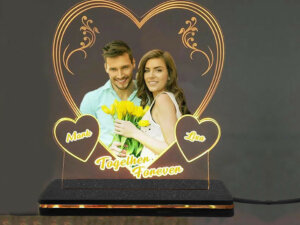 Personalized LED Illusion Heart Couple Lamp With Photo And N...
