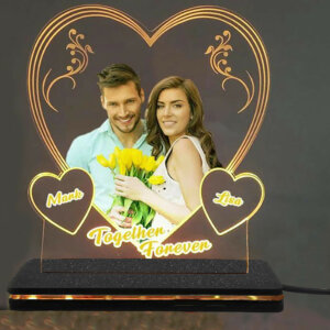 Personalized LED Illusion Heart Couple Lamp With Photo And N...