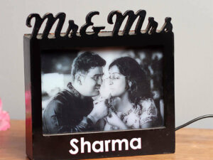 Personalized LED Mr And Mrs Wooden Photo Frame