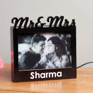 Personalized LED Mr And Mrs Wooden Photo Frame