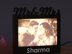 Personalized LED Mr And Mrs Wooden Photo Frame