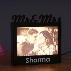 Personalized LED Mr And Mrs Wooden Photo Frame