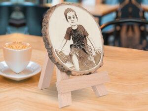 Personalized Natural Wooden Slice Photo Frame with Wood Stan...