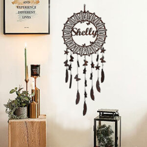 Personalized Unique Wooden Name Dream Catcher (Brown)